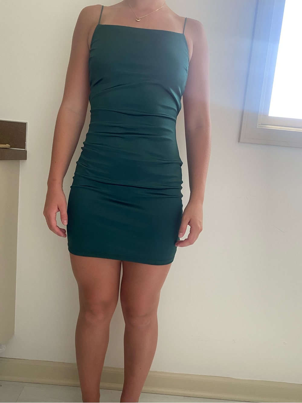 Windsor Emerald Square-Neck Mini Dress